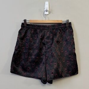 Playboy Bunny Vintage Y2K Black/Red silky boxer style shorts